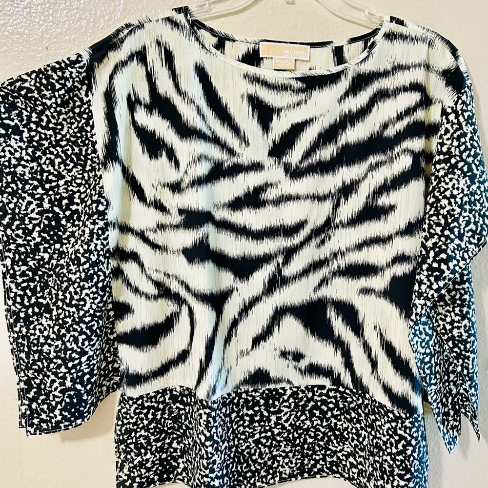 MICHAEL Michael Kors Black and White Zebra Print Blouse